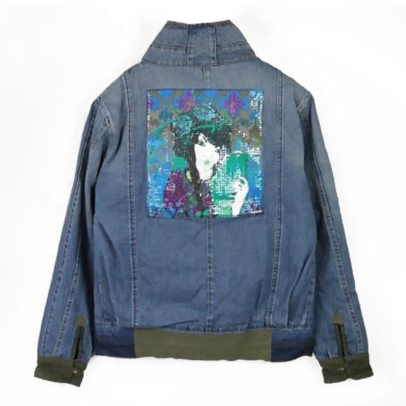 DESIGUAL Women Jacket Sequined women Pattern Patched Denim Warmed - Picture 1 of 13